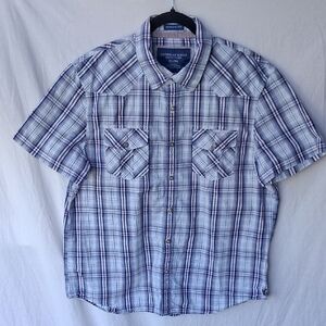American Eagle Outfitters Navy and White Plaid Shirt